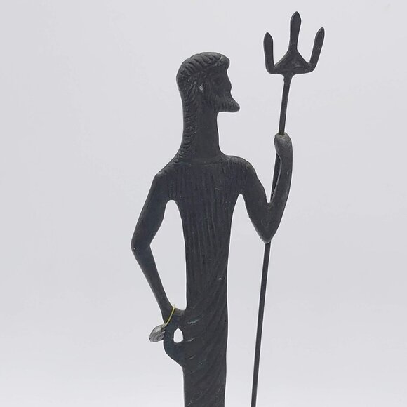 Cast Bronze Ancient Greek Mythology Sculpture- Poseidon-16 Inches Tall - Picture 2 of 9